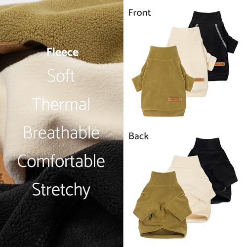 3 Pack Classic Fleece Dog Sweater (Small / Black-Olive-Cream)