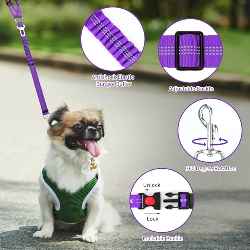 2 Pack Dog Seat Belt for Car (Purple)
