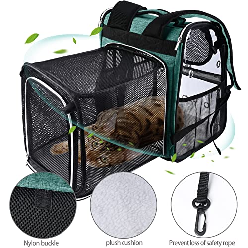 Expandable Pet Carrier Backpack (Transparent Green / 20.0"L x 12.0"W x 15.5"H)