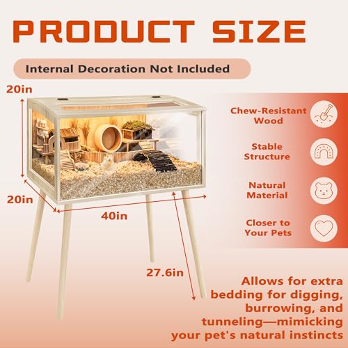 Hamster Cage Wooden Chew Proof (40.0"L x 20.0"W x 47.5"H)