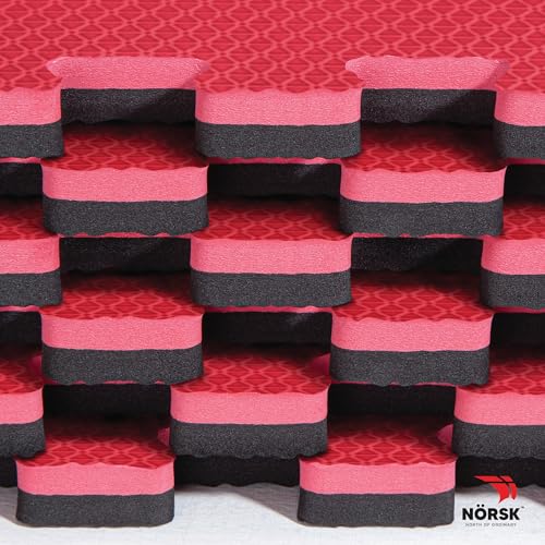 Reversible 1 2" EVA Foam Gym Floor Tiles (6 Tiles - 24 Sq. Ft. / Red / Black)