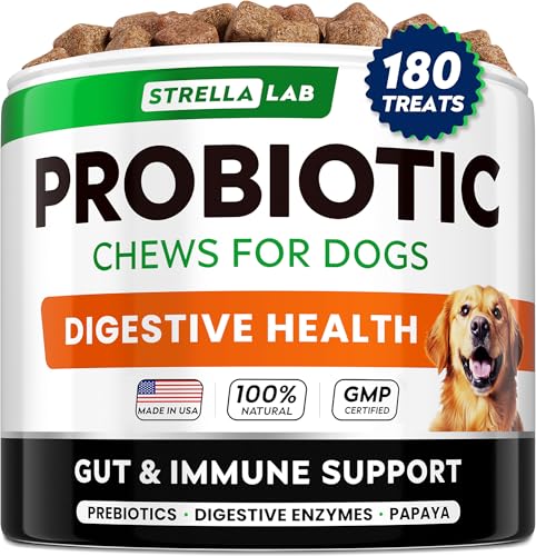 Dog Probiotics Chews for Digestive Health & Gut Support with Yeast and Enzymes (Probiotic Chews / 180Ct (Bacon))