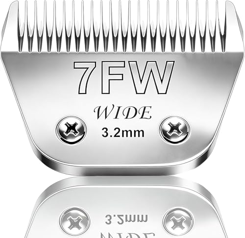 7FW Wide Blade Dog Grooming Clipper Blades for Andis (Silver/7FW)
