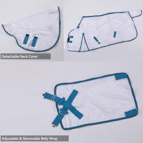 Horse Fly Sheet with Removable Neck Cover & Belly Wrap (White / 81)
