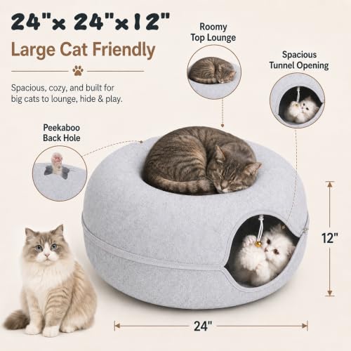Felt Cat Tunnel for Large Indoor Cats