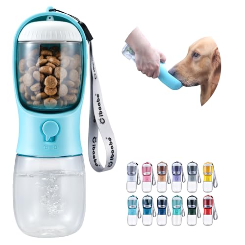Dog Water Bottle Portable with Food Container & Filter for Travel (#01 Blue / 10oz)