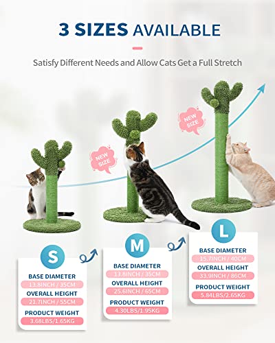 Made4Pets Cactus Cat Scratching Post for Small Indoor Cats & Kittens (Small - 21.7")