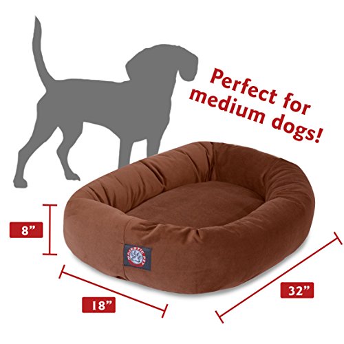 Villa 32 Inch Shredded Memory Foam Dog Bed for Medium Sized Dog 32x23x7 Inch (Aubergine)