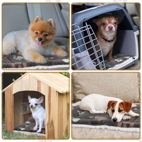 4 Pack Soft Pet Bed Mat Small Dog Crate Fleece (21 x 14 Inches / Black)