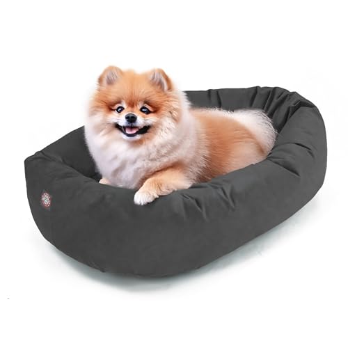 Suede Shredded Memory Foam Mix Calming Dog Bed Washable (Gray)