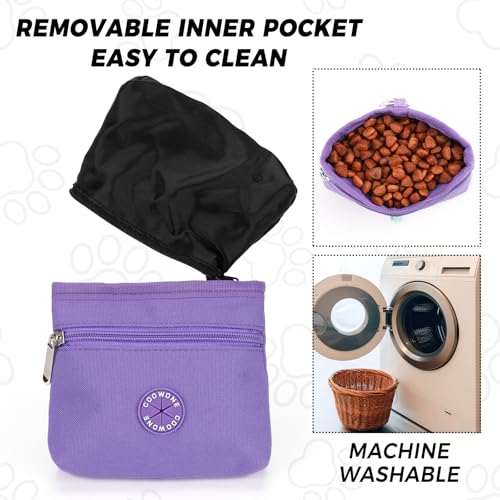 Dog Treat Pouch with Pet Training Clicker (Purple)