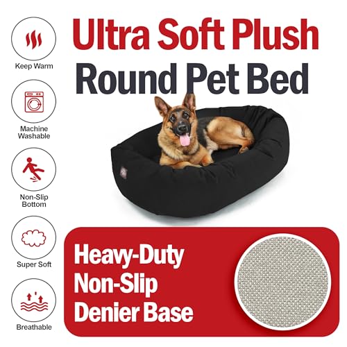 Suede Shredded Memory Foam Mix Calming Dog Bed Washable (Black)