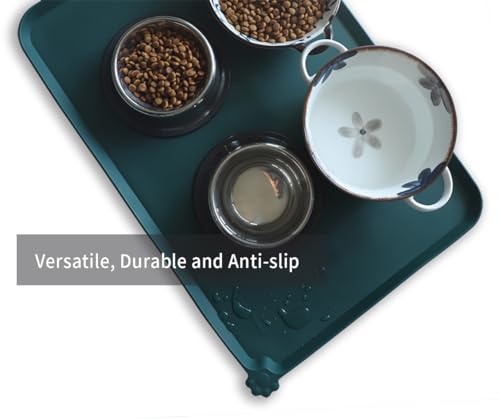 Large Silicone Pet Food Mats (24"L x 16"W / Dark Cedar)