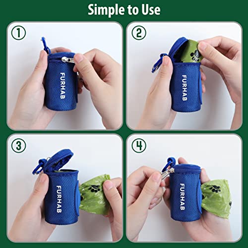 Dog Poop Bag Holder for Leash with Carabiner Clip Soft Fabric (Royal Blue)