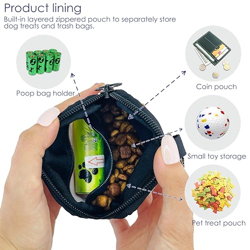 Dog Treat Pouch for Pet Walking and Training with Clicker Poop Bags Small Fanny Zipper Pack Holder for Puppy Snack Dispenser Kit for Leash and Outdoor Use (One Bag / b2.Watermelon)