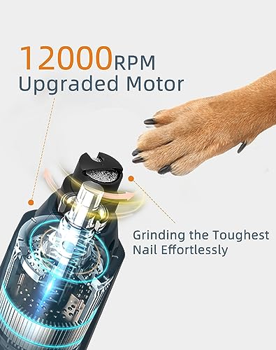 6 Speed Dog Nail Grinder& 5 Grinding Heads with 2 LED Lights