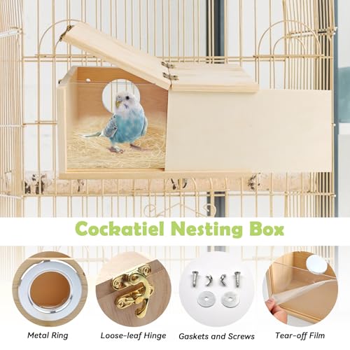 Wooden Bird Nesting Box with Transparent Visual Window (【Large:9.8x5.1x5.1 Inches】)