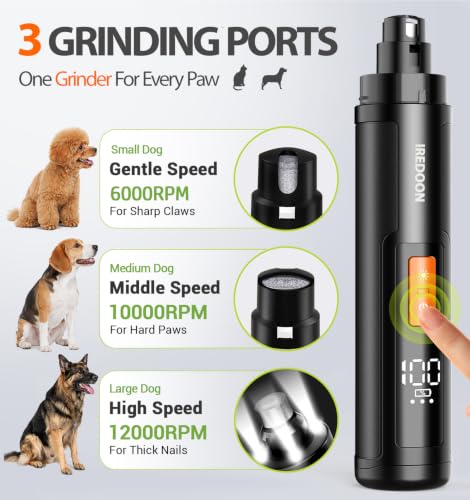 Dog Nail Grinder with 4 LED Lights (Black)