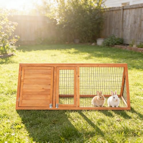 Rabbit Hutch Chicken Coop Outdoor A (Ntural Wood)