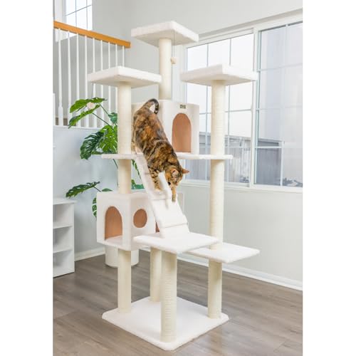 Cat Tree Model B7701 (36"(L)X31"(W)X77"(H) / Ivory)