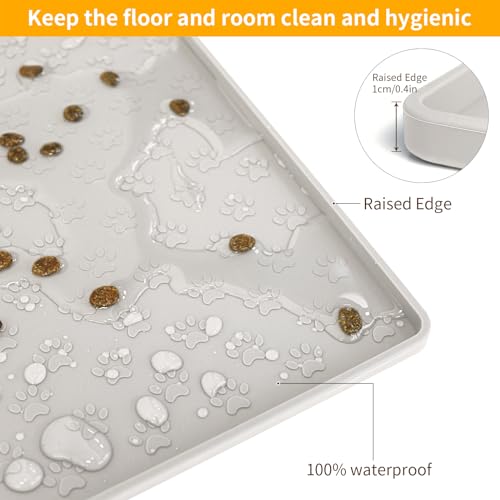 Dog Food Mat Anti (11.8"L x 11.8"W / Cream)
