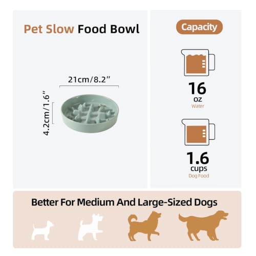 Ceramic Slow Feeder Dog Bowls (Light Green)