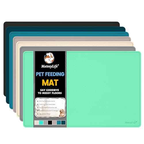 Dog & Cat Food Water Mat for Floors Waterproof (Green / 18''×12'')