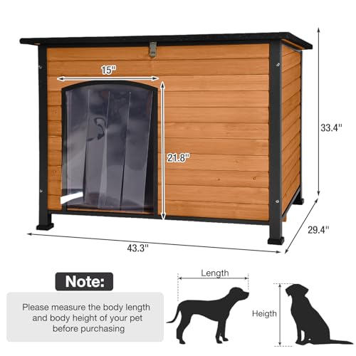 43.3’’ Large Dog House Outdoor Weatherproof Dog Kennel with Upgraded Thickened Metal Frame (Dog House)