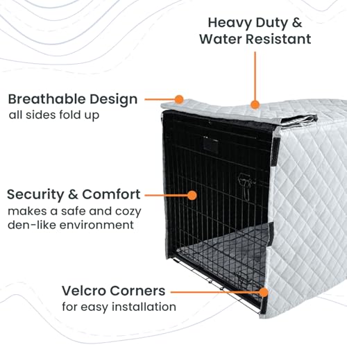 Quilted Dog Crate Cover (Grey / 36")