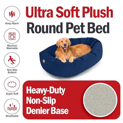Suede Shredded Memory Foam Mix Calming Dog Bed Washable (Navy)