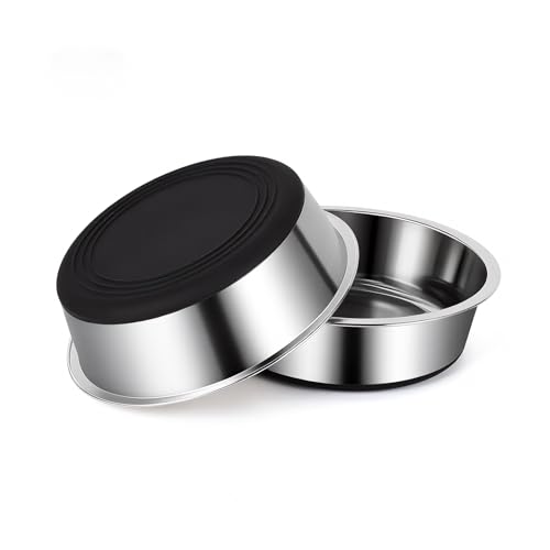 Dog Bowls Food Grade Stainless Steel for Food and Water (Black / 3 Cup)