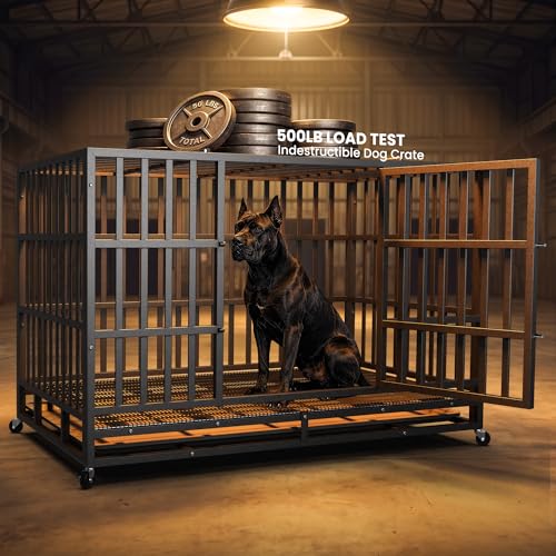 48 Inch Heavy Duty Dog Crate (Black / Large)