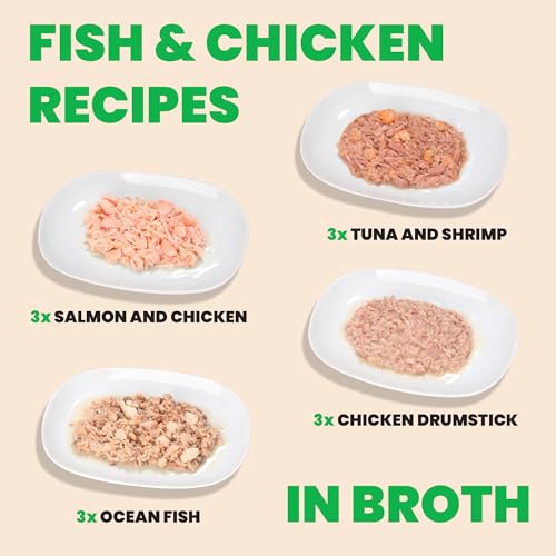Wet Cat Food HQS Natural Rotational Diet Fish Selection & Chicken Drumstick (2.47 Ounce (Pack of 24))