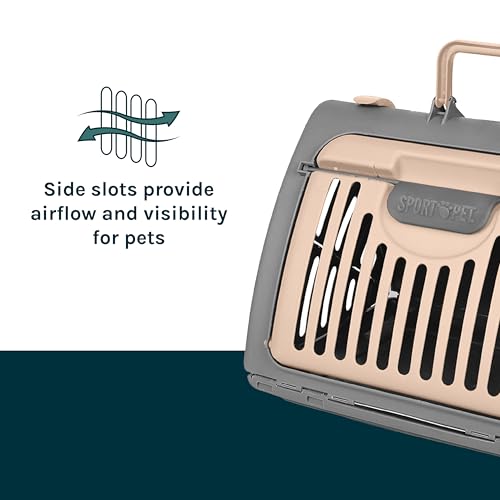 Foldable Travel Cat Carrier (A) Large Carrier (Tan & Gray))