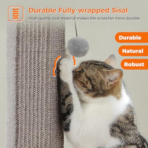 Cat Scratching Post 32” Tall Square Cat Scratcher (Grey)