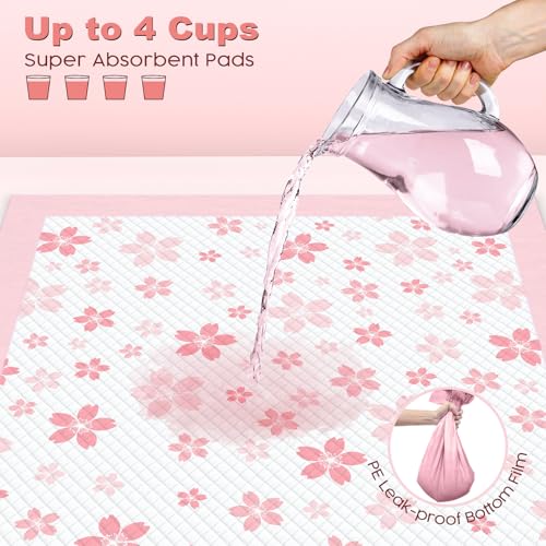 Pink Puppy Pads with Adhesive Tabs Wee Wee Pads for Dogs 22x22in 30Ct (22x22in | 30Ct-Pink)