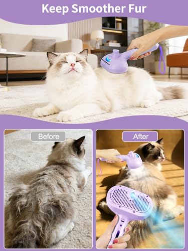 Dog Cat Steam Brush with UV Light (Purple)