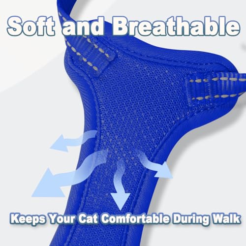 Cat Harness and Leash Set Escape Proof for Kitten Walking (Medium / Sapphire Blue)
