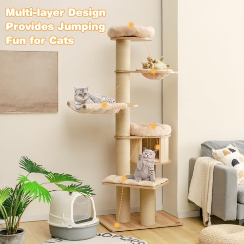 75 Inches Tall Cat Tree for Indoor Cats (75in Tall)