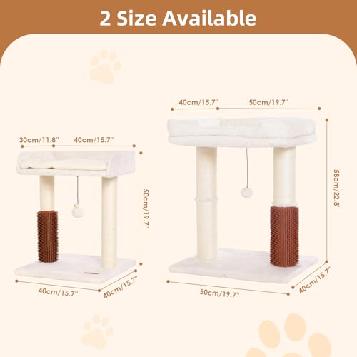 Cat Scratching Post Small Cat Tree with Cat Self Groomer (Medium / Beige)