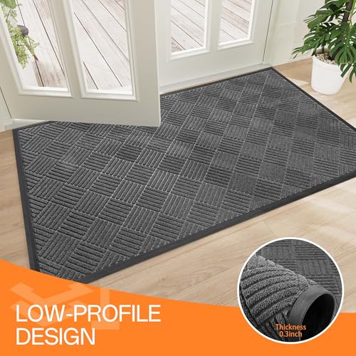 Indoor Outdoor Door Mat (Grey Diamond / 3' x 5' (Rectangular))