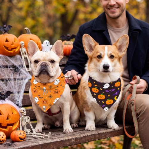 100 Pcs Halloween Dog Bandanas Bulk for Pets Lover Gifts (Halloween Classic / 25.6 x 17.7 x 17.7 Inch)