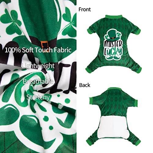 Dog St.Patrick's Day Pajamas Puppy Onesies Small Dogs Soft Pjs Coat Cat Apparel Comfy Pet Clothes Outfit Doggie Bodysuit (Small / Mister Lucky)