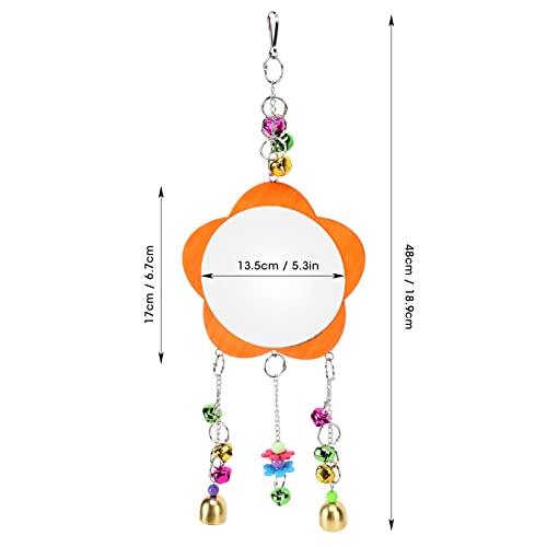 Hanging Bird Mirror Toy with Colored Bells for Parakeets