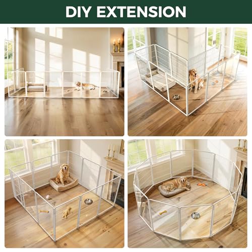 AuraSpace Pro Acrylic & Wire Mesh Indoor Dog Playpen (White / 40"H)