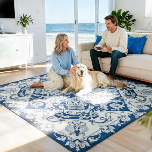 Washable Pee Pads for Dogs (Mandala Blue / 63" Square (1 Pack))