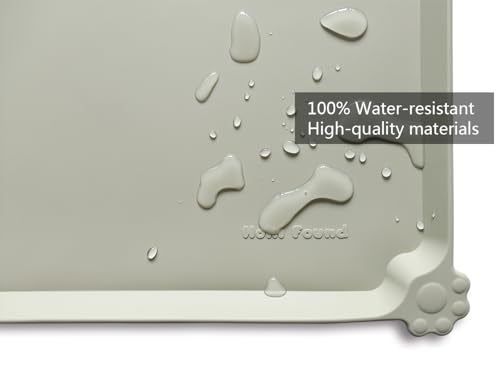 L Silicone Non Slip Pet Dog Cat Bowl Mats (22" x 14" / Cream Green)