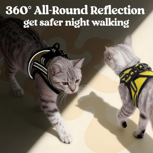 Cat Harness and Leash Set (M / Bright Yellow)