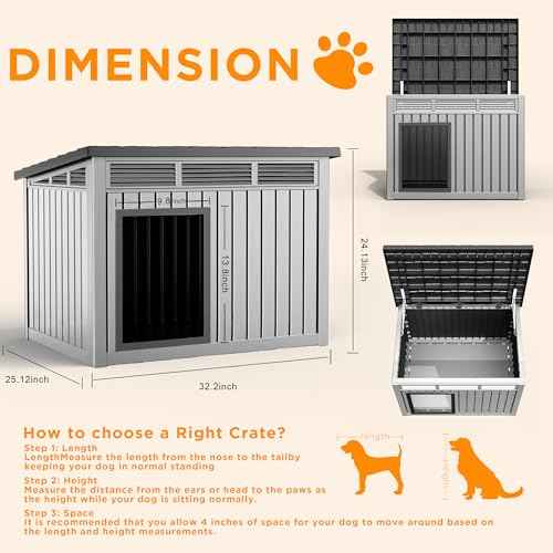 Dog House for Both Indoor and Outdoor with Weatherproof Roof Removable Floors for Medium to Large Dogs Interior Space (gray / 32.2*25.12*24.13)