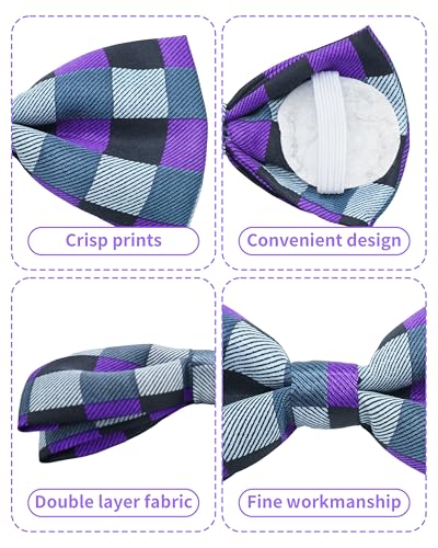 5 Pack Plaid Dog Bowties for Large Dogs Slide on Collar (M/L)